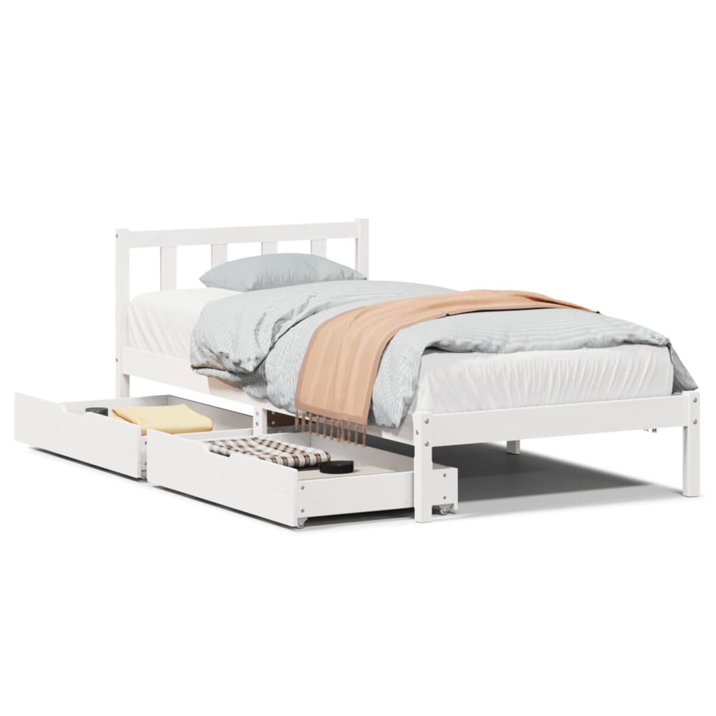 Bed Frame without Mattress White 90x190 cm Single Solid Wood Pine