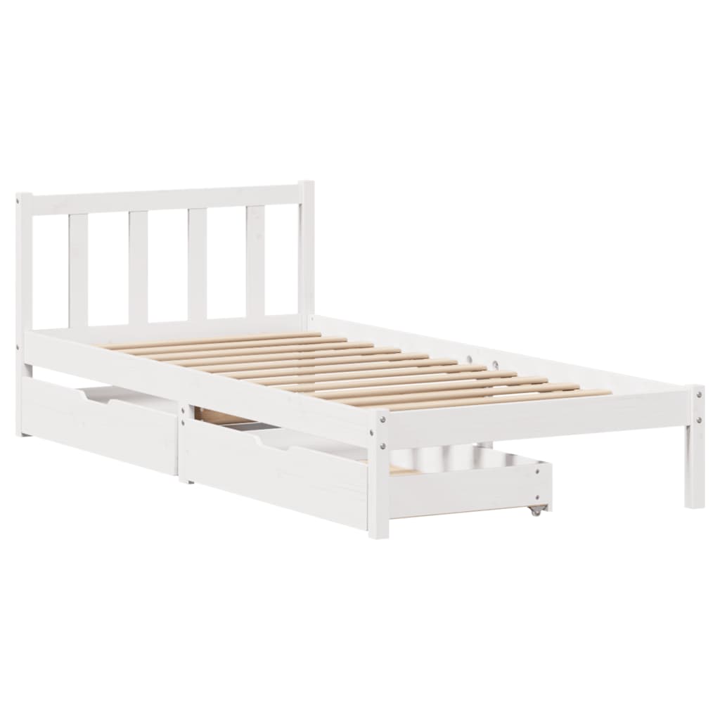 Bed Frame without Mattress White 90x190 cm Single Solid Wood Pine