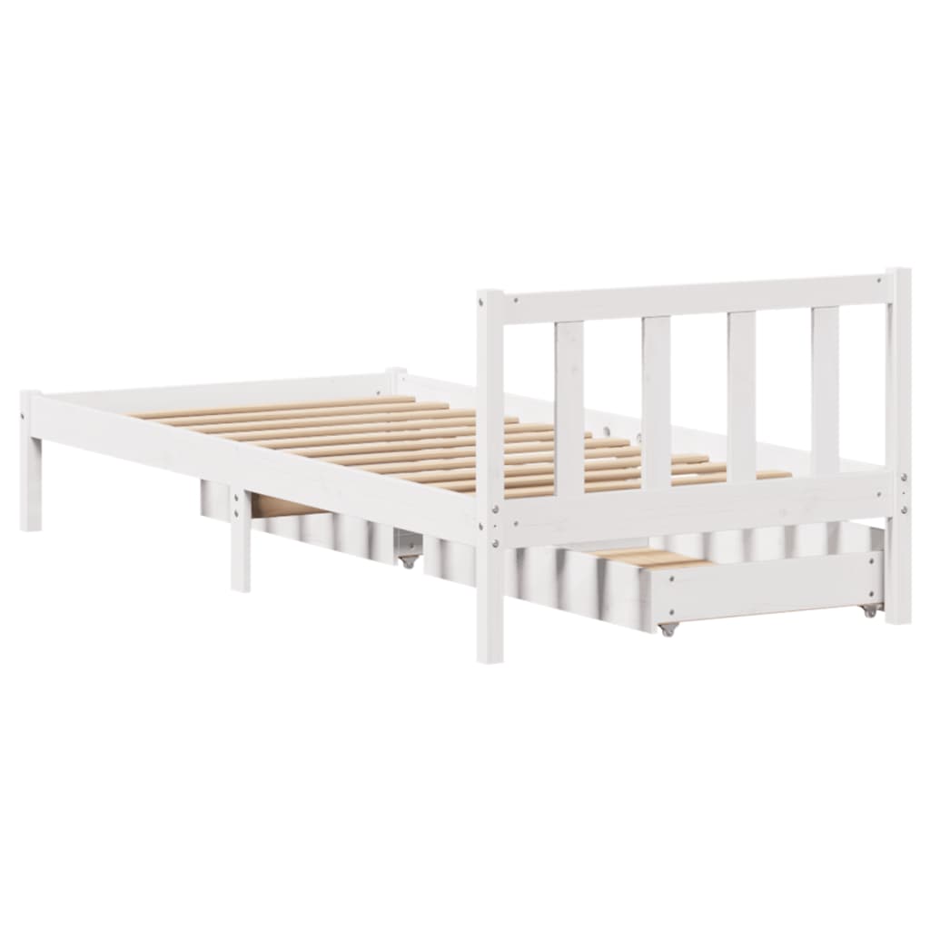 Bed Frame without Mattress White 90x190 cm Single Solid Wood Pine