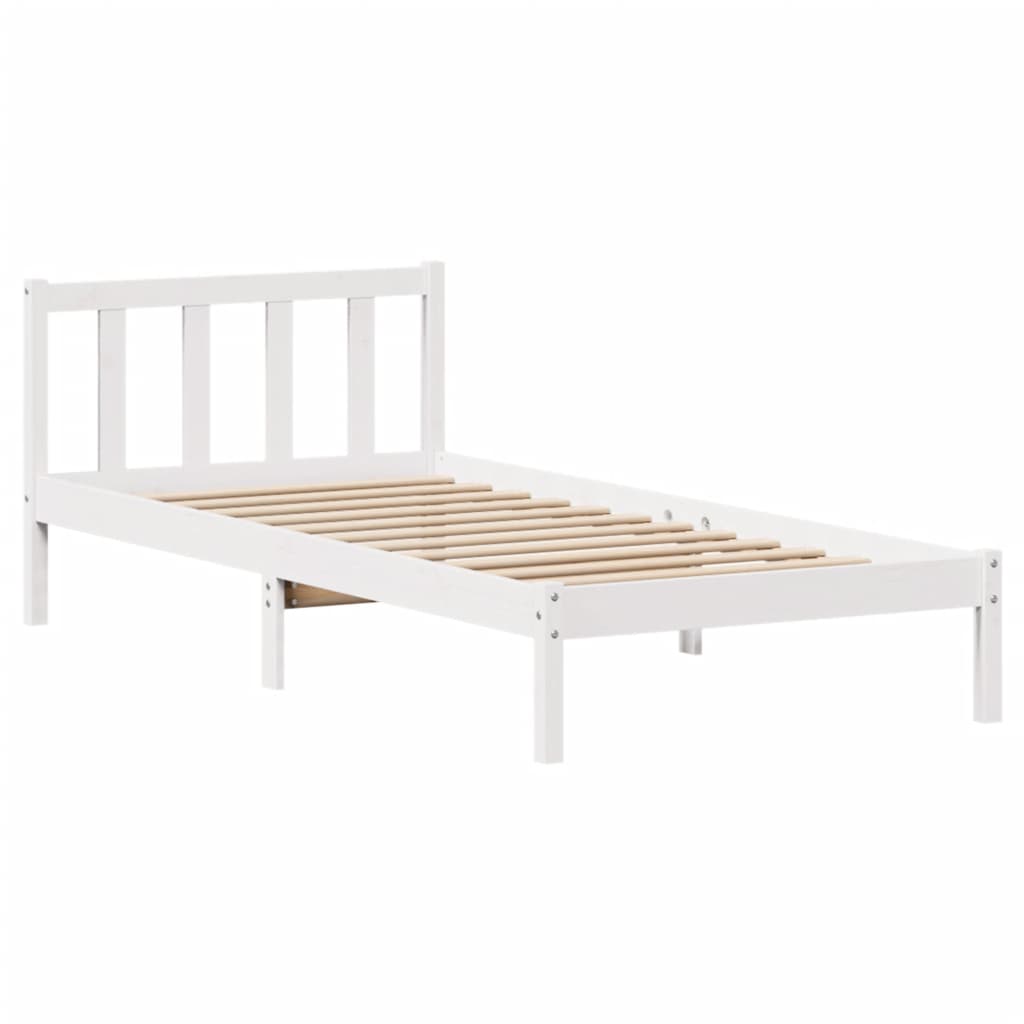 Bed Frame without Mattress White 90x190 cm Single Solid Wood Pine