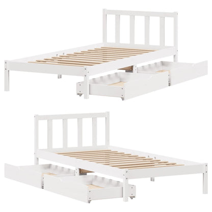 Bed Frame without Mattress White 90x190 cm Single Solid Wood Pine