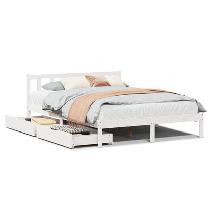 Bed Frame without Mattress White 140x190 cm Solid Wood Pine