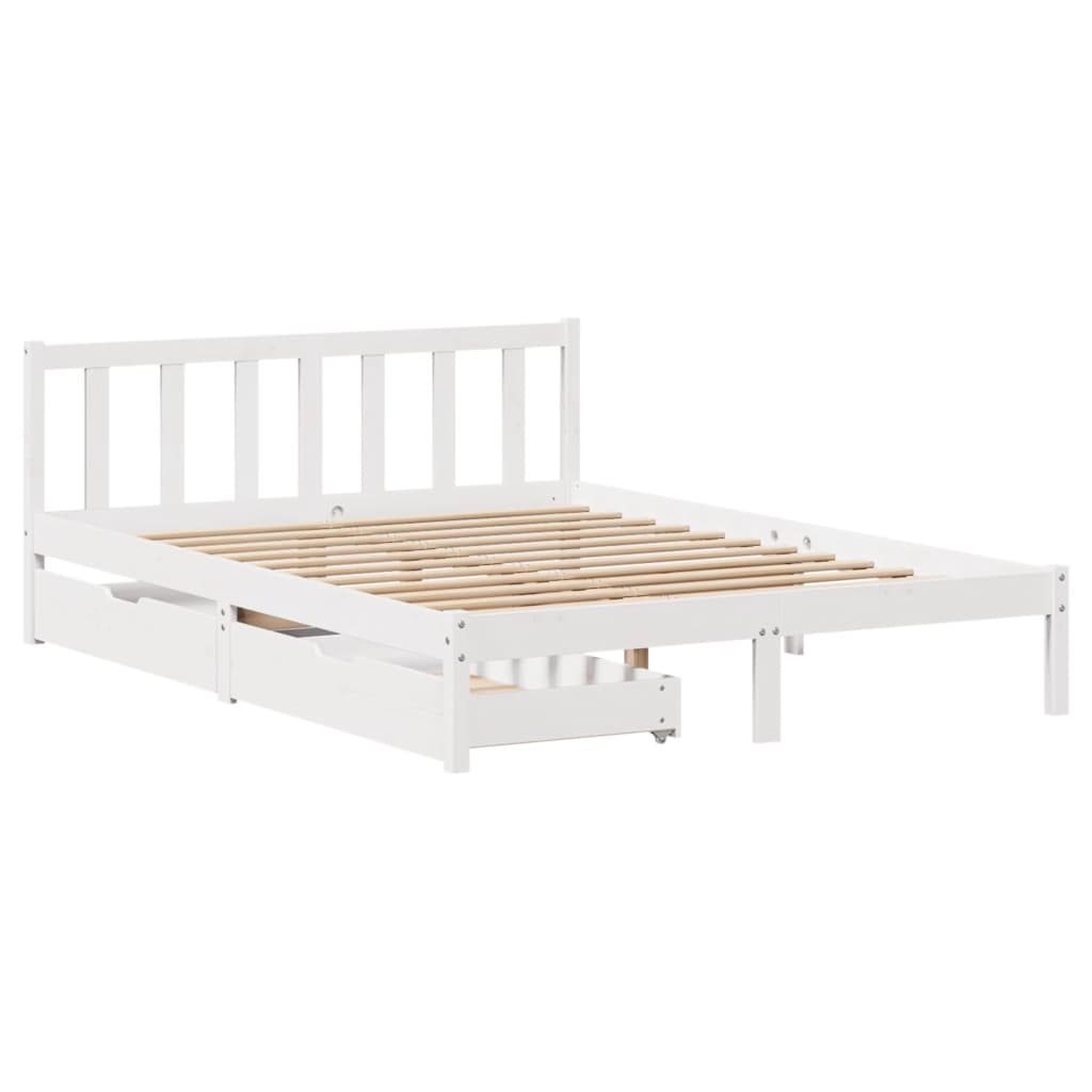 Bed Frame without Mattress White 140x190 cm Solid Wood Pine