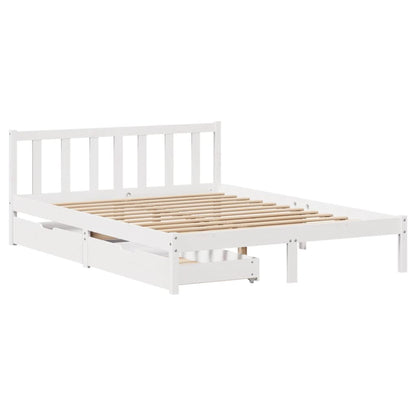 Bed Frame without Mattress White 140x190 cm Solid Wood Pine