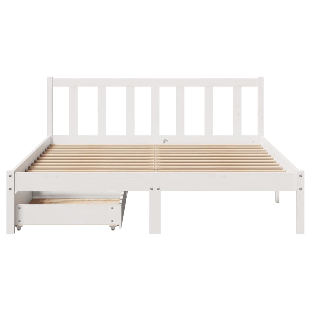 Bed Frame without Mattress White 140x190 cm Solid Wood Pine