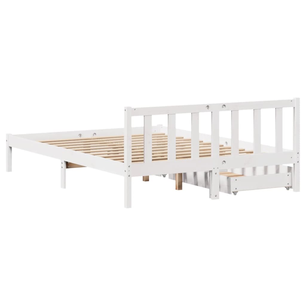 Bed Frame without Mattress White 140x190 cm Solid Wood Pine