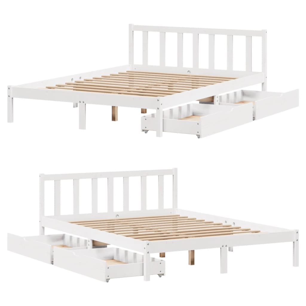 Bed Frame without Mattress White 140x190 cm Solid Wood Pine