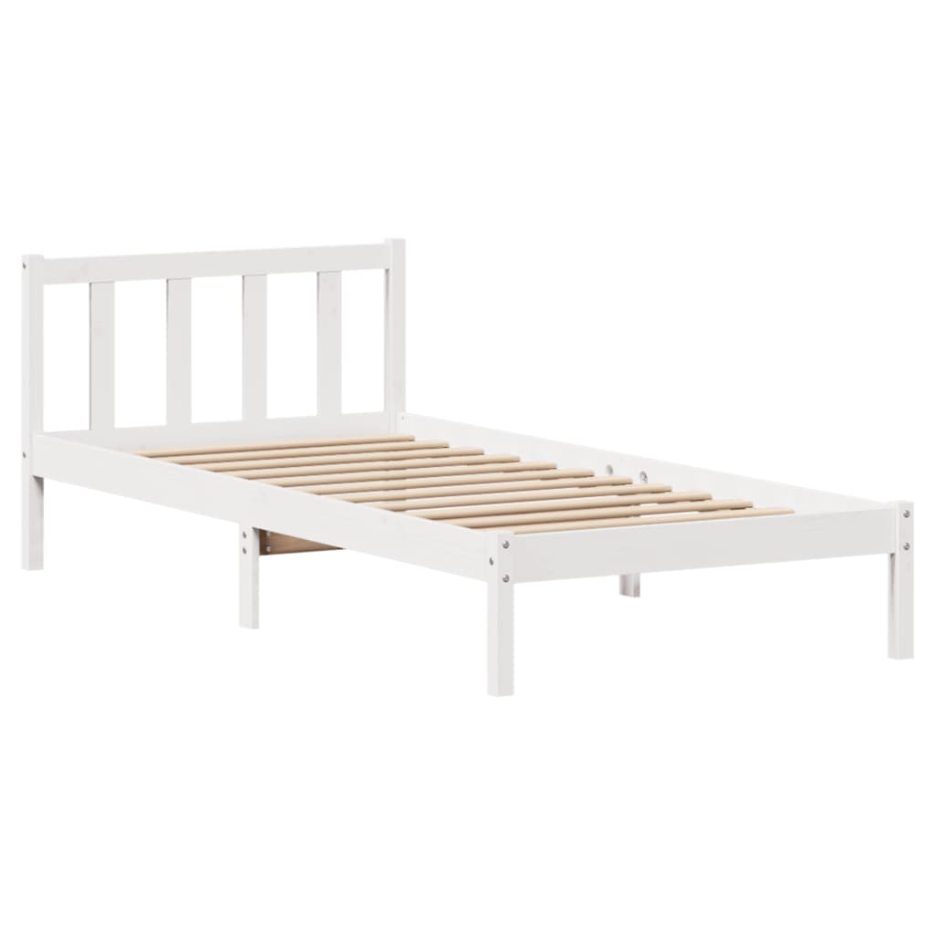 Bed Frame without Mattress White 90x200 cm Solid Wood Pine