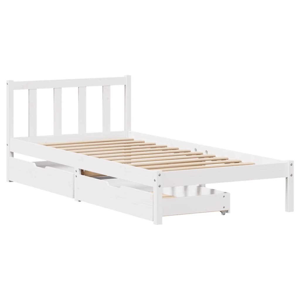 Bed Frame without Mattress White 100x200 cm Solid Wood Pine