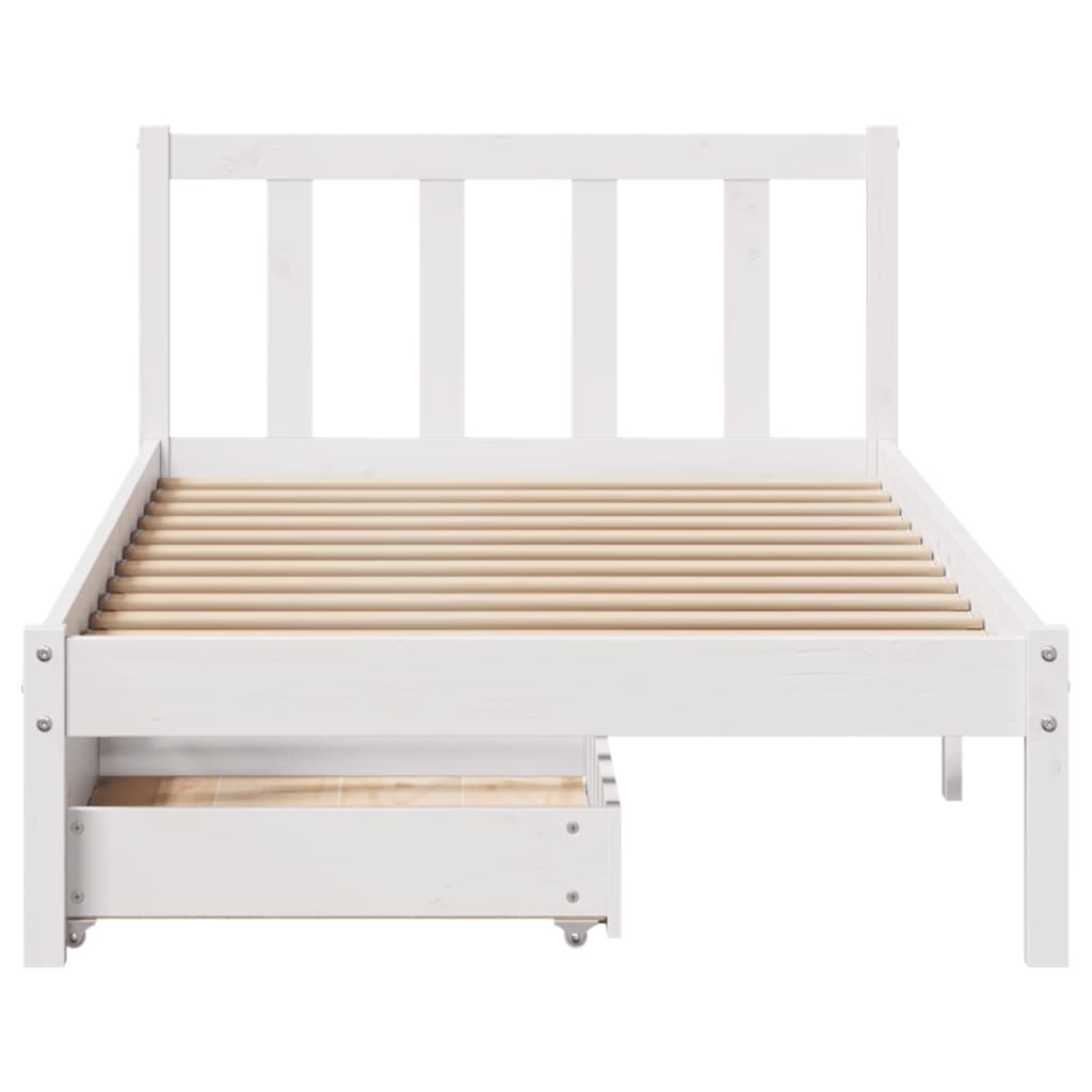 Bed Frame without Mattress White 100x200 cm Solid Wood Pine