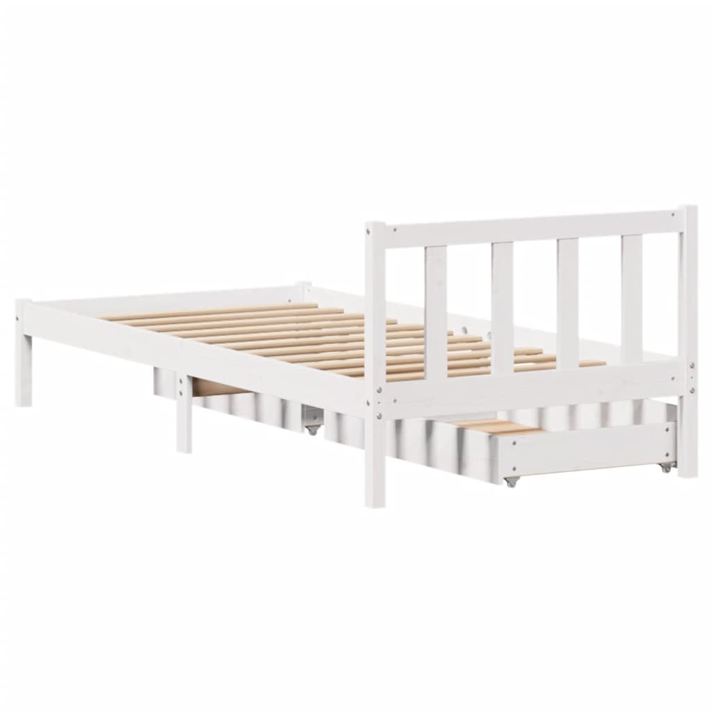 Bed Frame without Mattress White 100x200 cm Solid Wood Pine