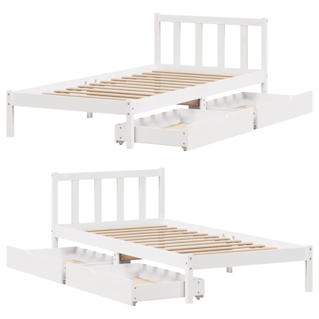 Bed Frame without Mattress White 100x200 cm Solid Wood Pine