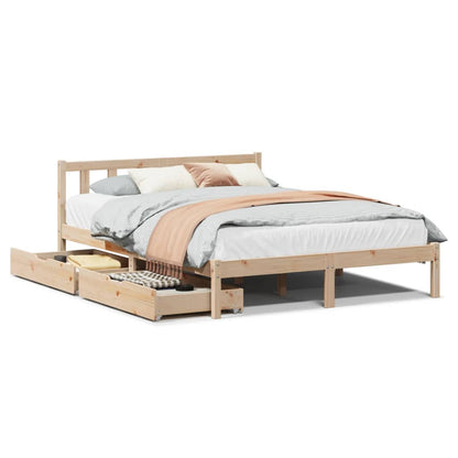 Bed Frame with Drawers 120x200 cm Solid Wood Pine