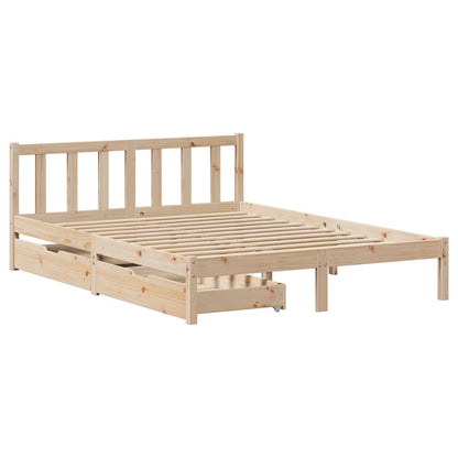 Bed Frame with Drawers 120x200 cm Solid Wood Pine