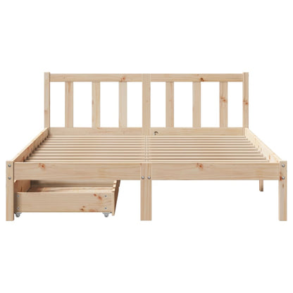 Bed Frame with Drawers 120x200 cm Solid Wood Pine