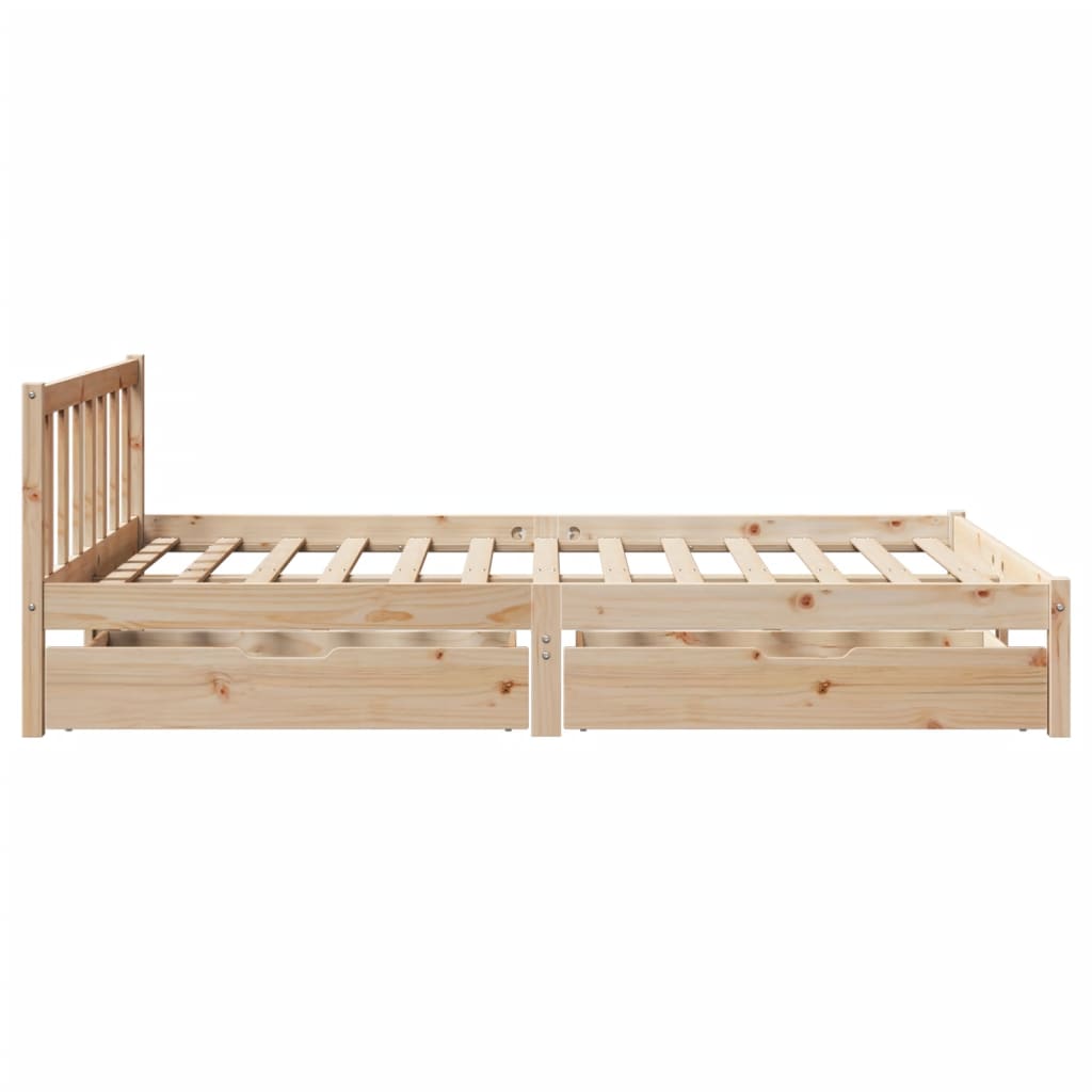 Bed Frame with Drawers 120x200 cm Solid Wood Pine