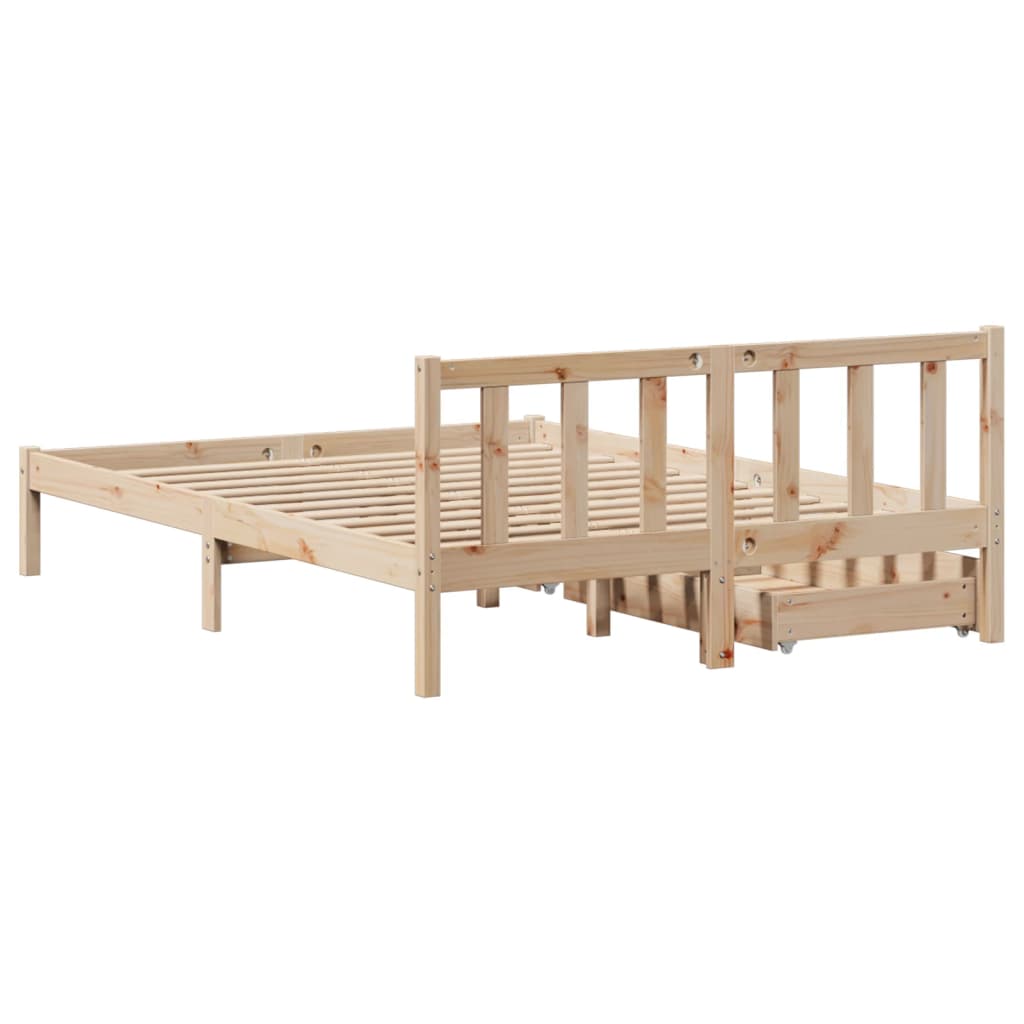 Bed Frame with Drawers 120x200 cm Solid Wood Pine