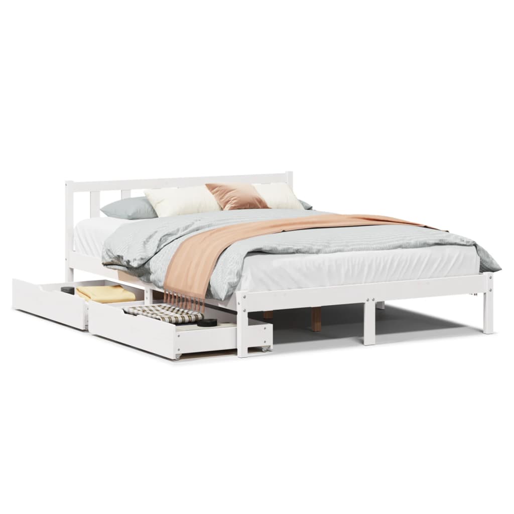 Bed Frame without Mattress White 120x200 cm Solid Wood Pine