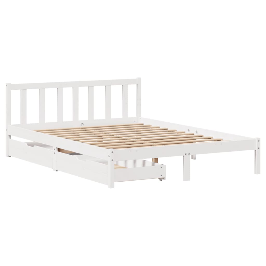 Bed Frame without Mattress White 120x200 cm Solid Wood Pine