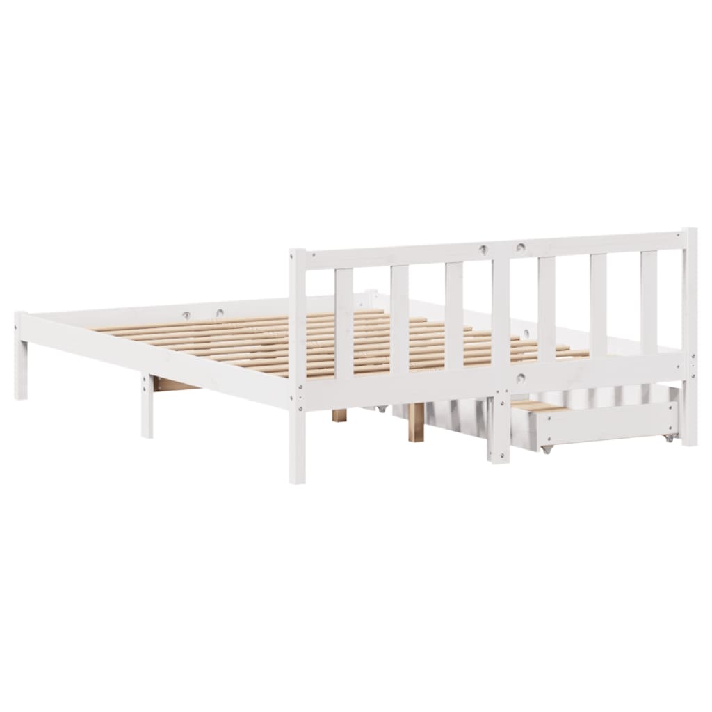 Bed Frame without Mattress White 120x200 cm Solid Wood Pine