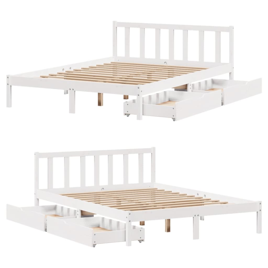 Bed Frame without Mattress White 120x200 cm Solid Wood Pine