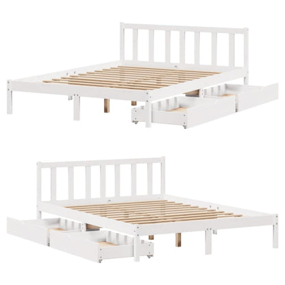 Bed Frame without Mattress White 120x200 cm Solid Wood Pine