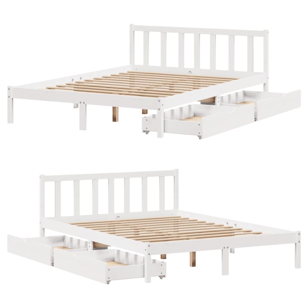 Bed Frame without Mattress White 140x200 cm Solid Wood Pine