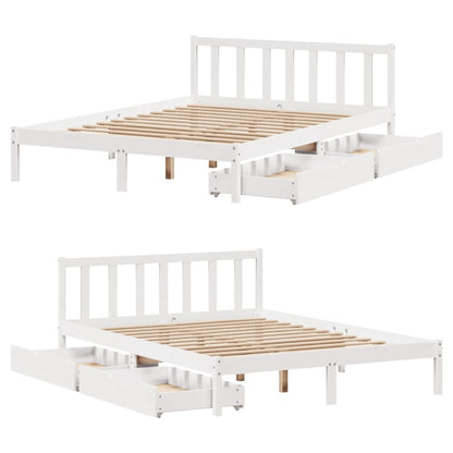 Bed Frame without Mattress White 140x200 cm Solid Wood Pine