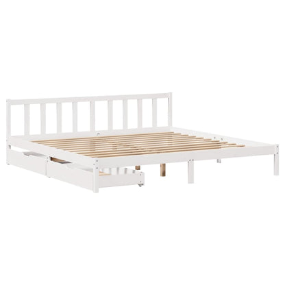 Bed Frame without Mattress White 180x200 cm Super King Solid Wood Pine