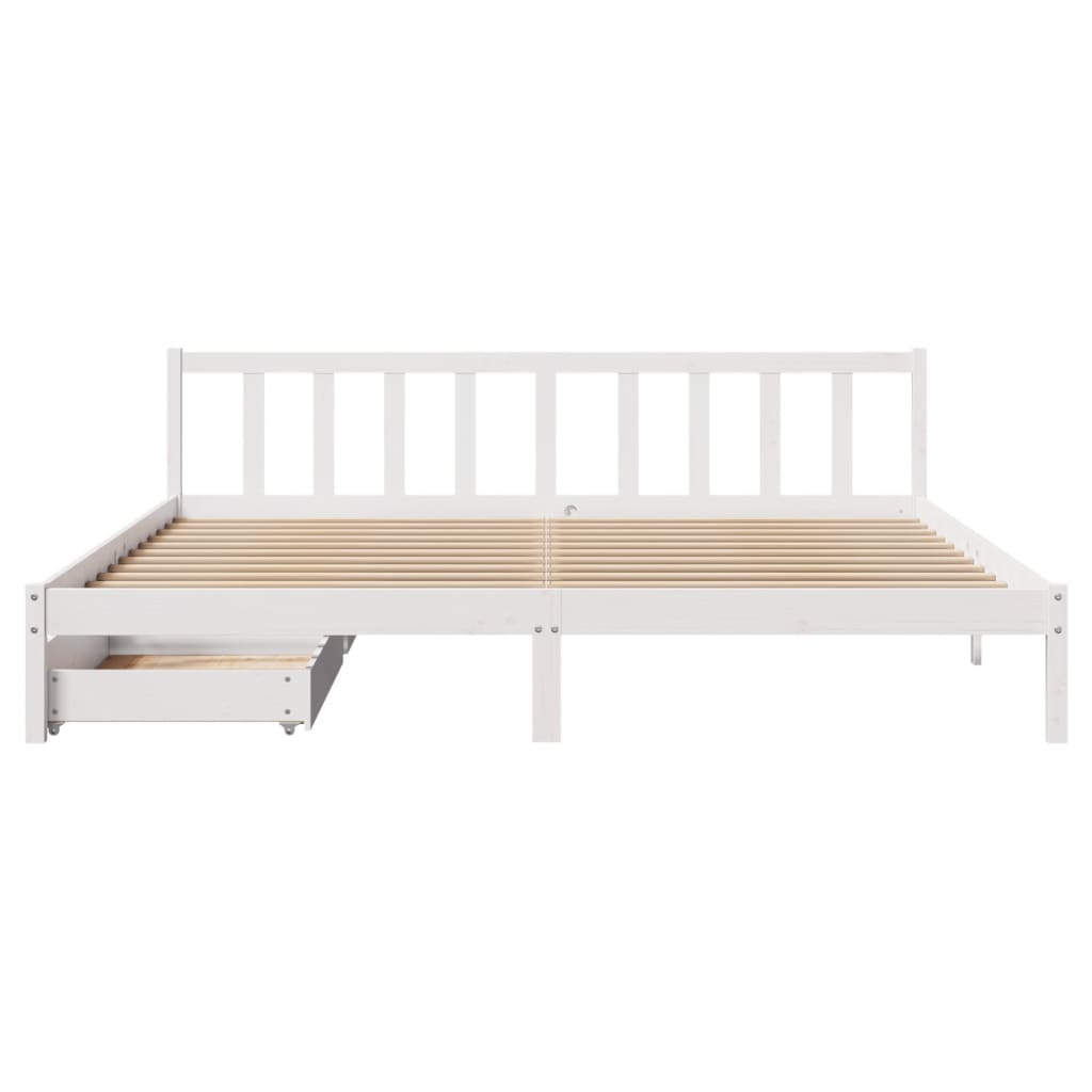 Bed Frame without Mattress White 180x200 cm Super King Solid Wood Pine