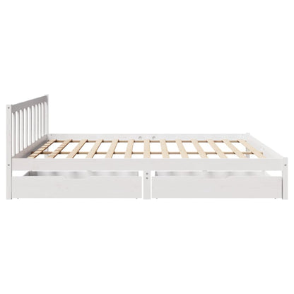 Bed Frame without Mattress White 180x200 cm Super King Solid Wood Pine