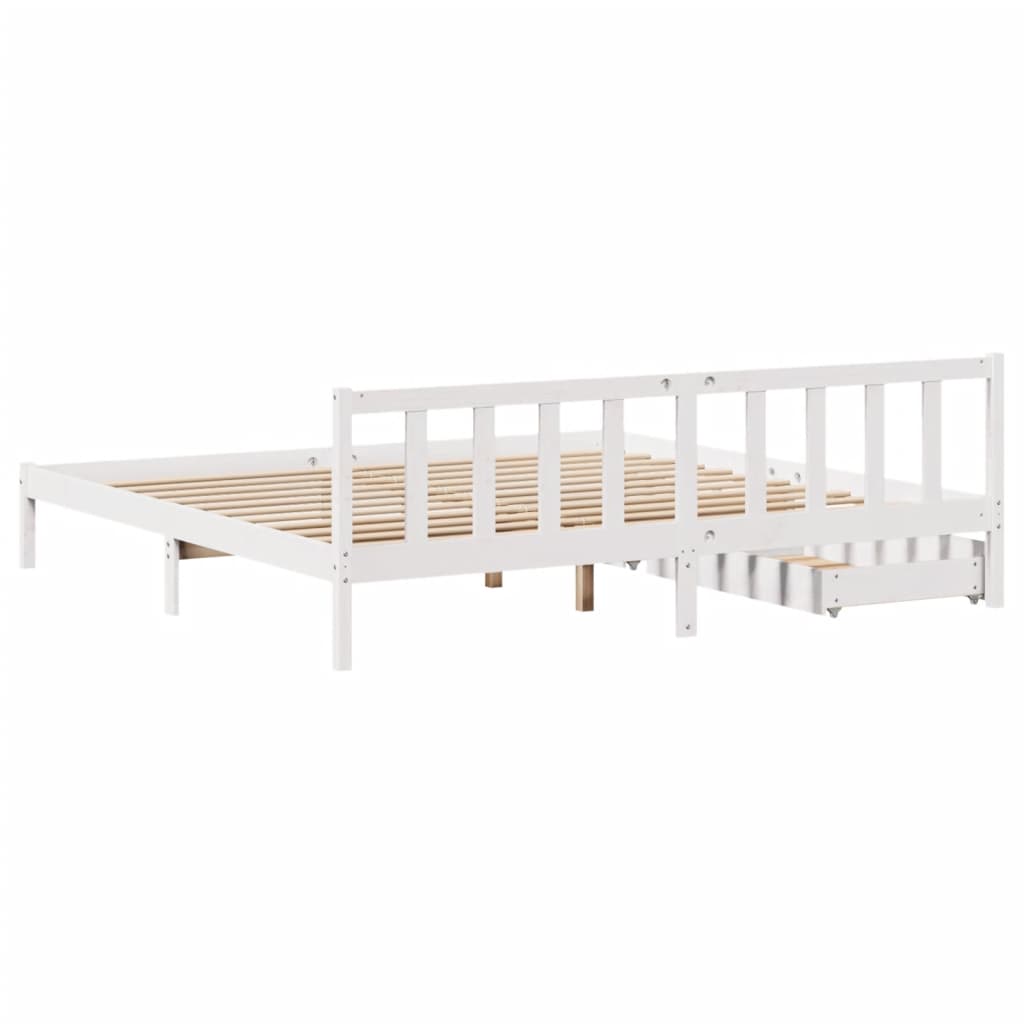 Bed Frame without Mattress White 180x200 cm Super King Solid Wood Pine