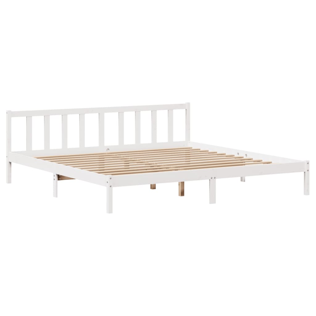 Bed Frame without Mattress White 180x200 cm Super King Solid Wood Pine