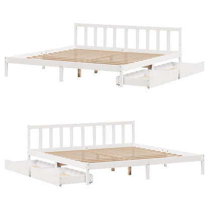 Bed Frame without Mattress White 180x200 cm Super King Solid Wood Pine