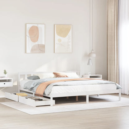 Bed Frame without Mattress White 180x200 cm Super King Solid Wood Pine