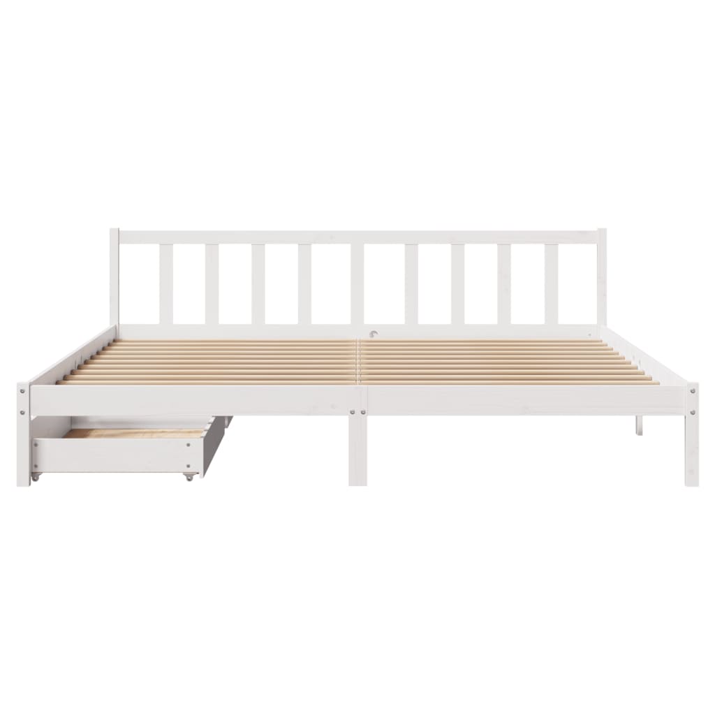 Bed Frame without Mattress White 200x200 cm Solid Wood Pine