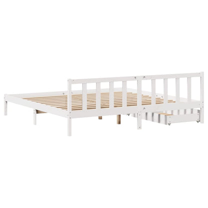 Bed Frame without Mattress White 200x200 cm Solid Wood Pine