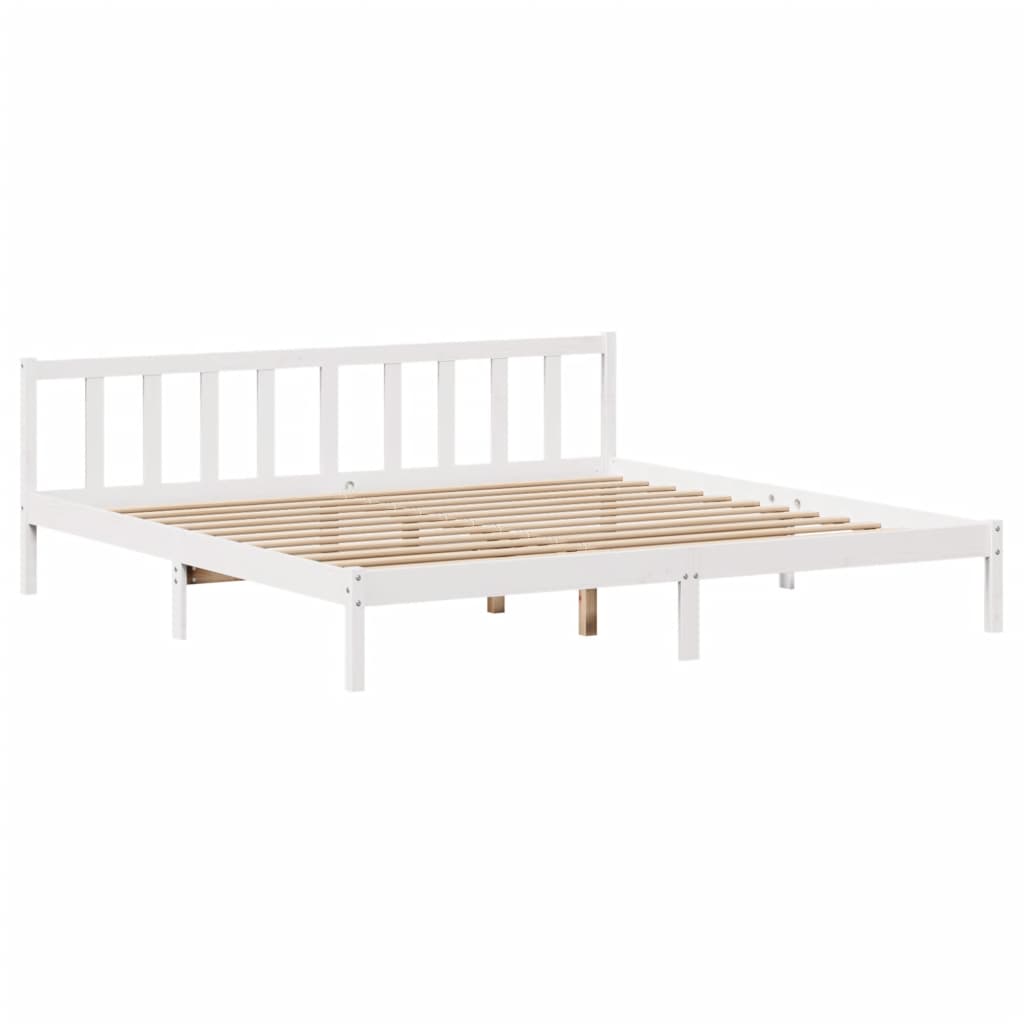 Bed Frame without Mattress White 200x200 cm Solid Wood Pine