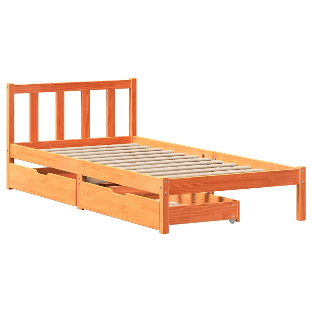 Bed Frame without Mattress Wax Brown 75x190 cm Small Single Solid Wood Pine