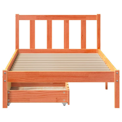 Bed Frame with Drawers Wax Brown 90x190 cm Single Solid Wood Pine