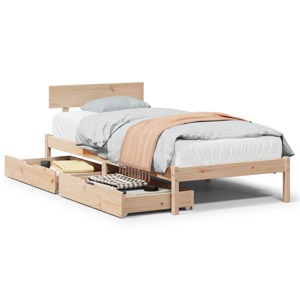 Bed Frame without Mattress 75x190 cm Small Single Solid Wood Pine