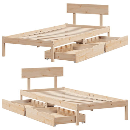 Bed Frame without Mattress 75x190 cm Small Single Solid Wood Pine