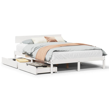 Bed Frame without Mattress White 135x190 cm Double Solid Wood Pine