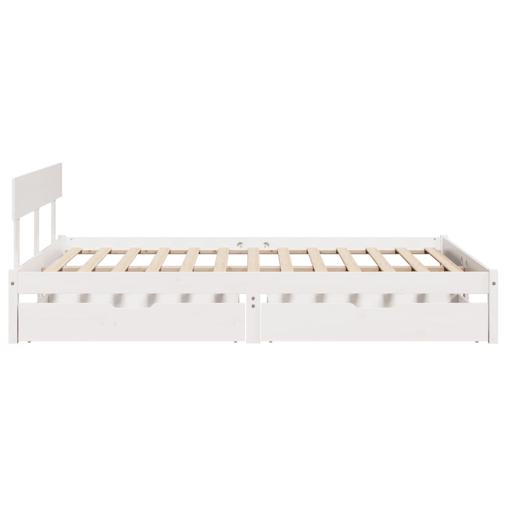 Bed Frame without Mattress White 135x190 cm Double Solid Wood Pine