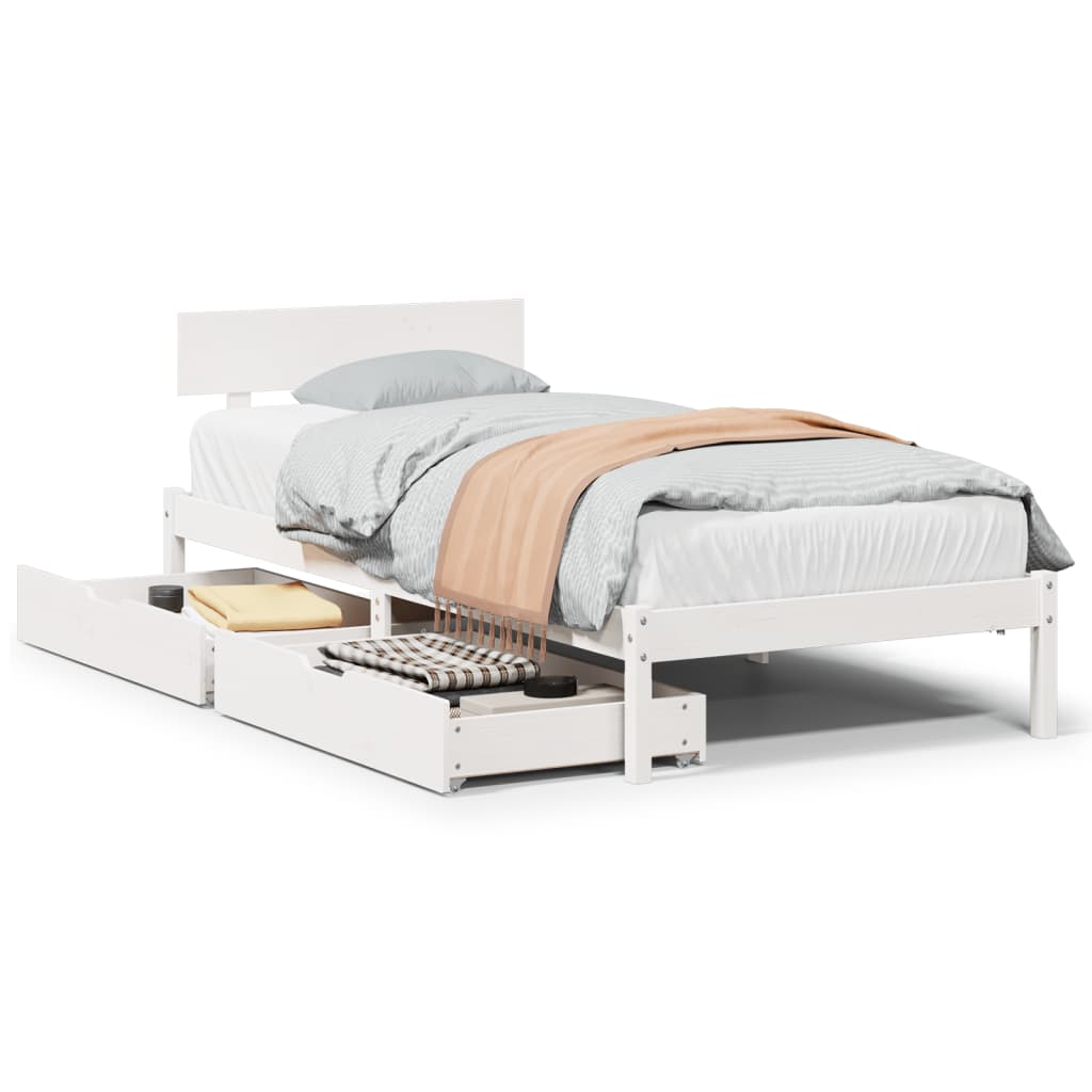 Bed Frame without Mattress White 90x200 cm Solid Wood Pine