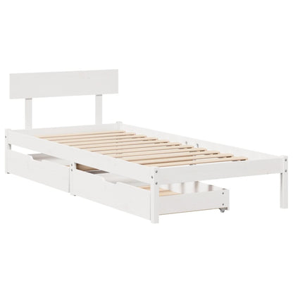 Bed Frame without Mattress White 90x200 cm Solid Wood Pine