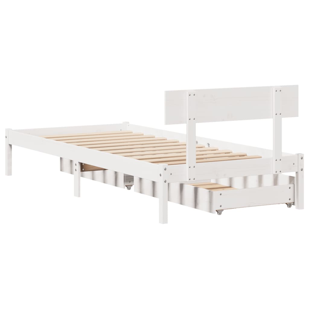 Bed Frame without Mattress White 90x200 cm Solid Wood Pine