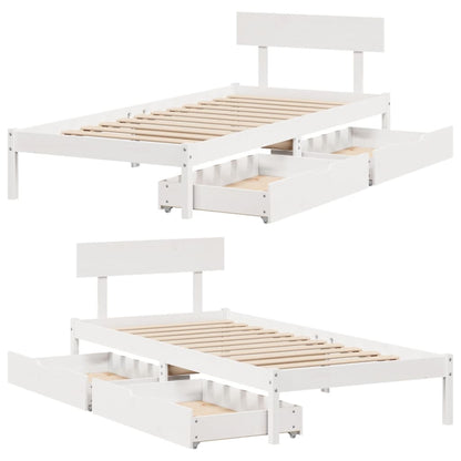 Bed Frame without Mattress White 90x200 cm Solid Wood Pine