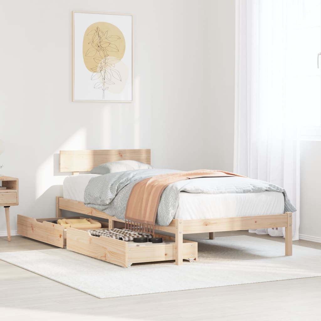 Bed Frame without Mattress 100x200 cm Solid Wood Pine