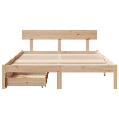 Bed Frame with Drawers 140x200 cm Solid Wood Pine